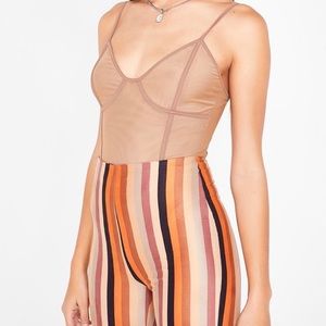 NWT Tiger Mist Sheer High Cut Bodysuit